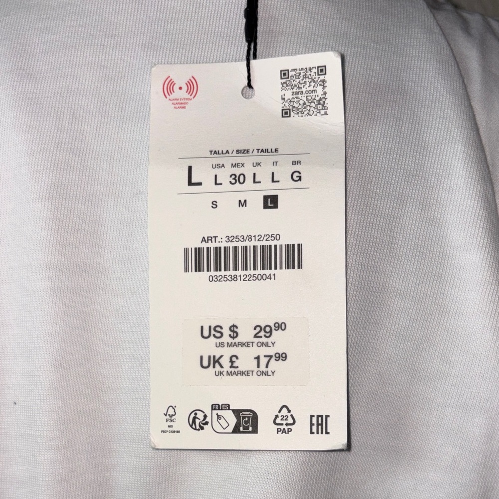 Zara White Puff Short Sleeve Crewneck Top - Picture 5 of 6